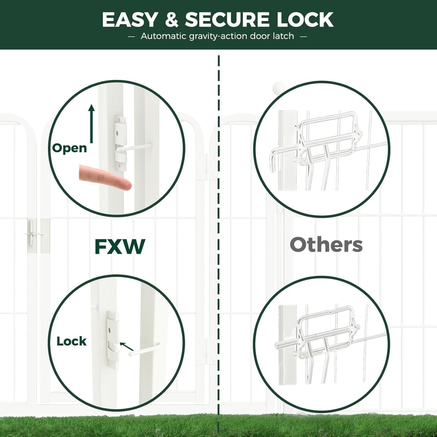 FXW Rollick Unleashed Dog Playpen for Indoor, Yard, RV Camping, 45 inch 24 Panels for Large Dogs, White│Patented