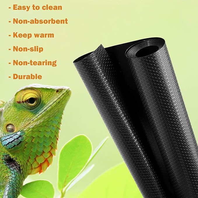 Bearded Dragon Tank Accessories, Non-Adhesive Reptile Carpet Bedding Substrate for Terrarium, Reptile Mat Terrarium Liner Tank Flooring for Leopard Gecko, Snake, Lizard and Tortoise, 18x80 in
