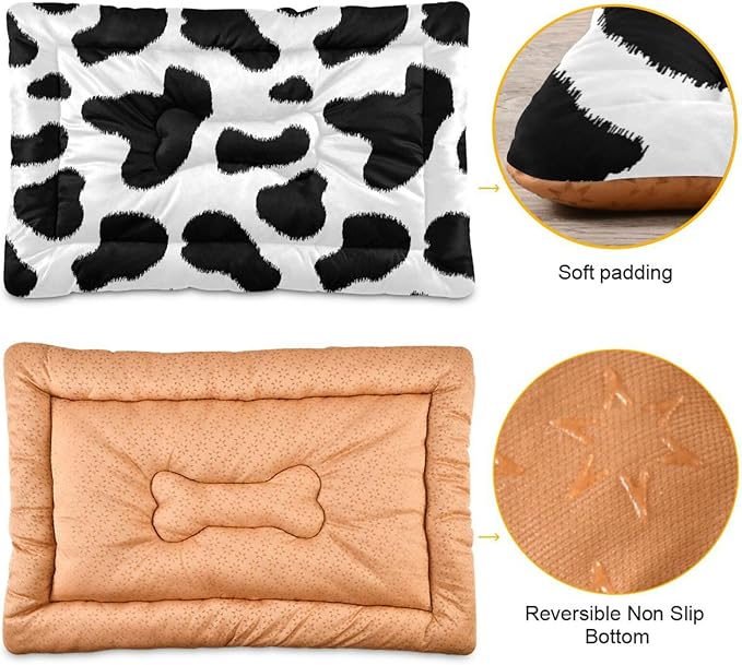 Pet Bed Cow Print Dog Bed Mat Absorbing Non Slip Pad Pet Sleeping Mat for Small, Medium, and Large Dogs Puppy Cat 36 in x 24 in