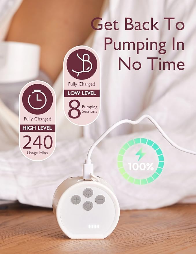 Momcozy Hands-Free Breast Pump S12 Pro, Wearable & Portable Pump with Soft DoubleFit Flange, 3 Modes | 9 Levels Double Electric Pump, Smart Display, 24mm, 2 Pack, Cozy White