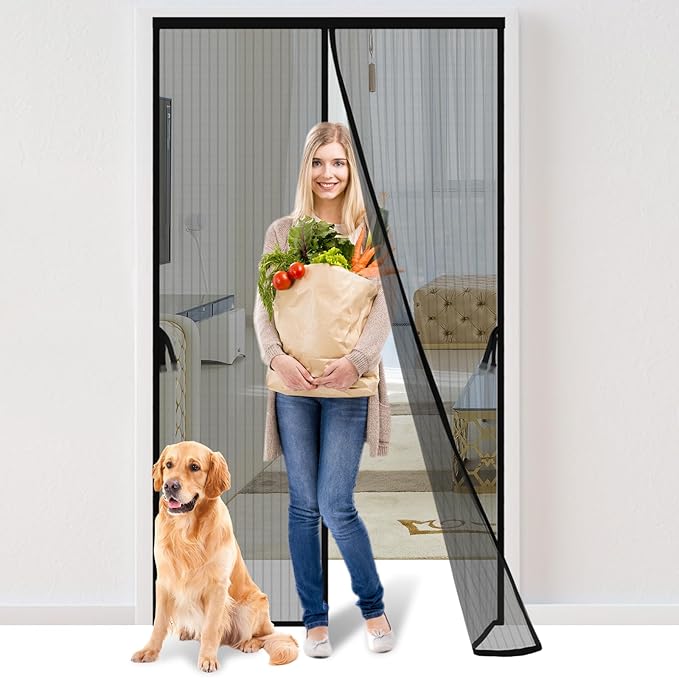 Magnetic Screen Door -Fit for Door Size:36x78 Inch,Screen Door Size 38"x80"，Hands Free Mesh Partition,Heavy Duty Curtain Keeps Bugs Out, Frame Hook & Loop, Pet and Kid Friendly