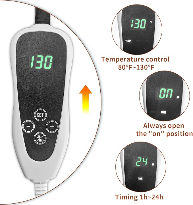 Pet Heating Pad 22x18 in with Smart Thermostat Switch and Power Line Protection Tube,Obtained MET and UL Dual Certification,Waterproof Cat Heating pad-Paw Print