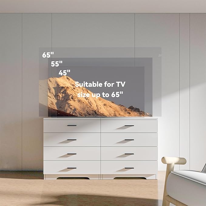 Dresser with Power Outlets Wooden 4 Drawer Dresser with USB and Type C Port Chest of Drawers for Bedroom Tall White Organizer Storage for Living Room Hallway Closet