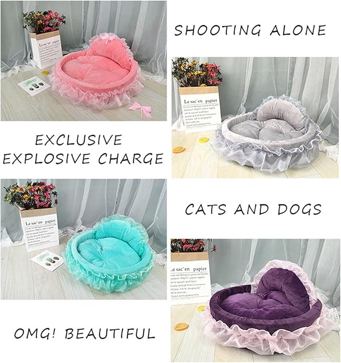 Dog Bed Stylish Lace Princess Nest for Small Puppy Kitten Ribbon Bowknot Princess Pet Bed with Detachable Cushion Pet Furniture