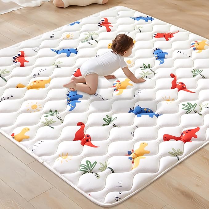 Odorless Premium Foam Baby Play Mat 36" x 36", Soft Microfiber Fabric Crawling Mat for Floor- Comfortable and Hypoallergenic, Non-Slip Cushioned Floor Playpen mat for Infants,Babies,Toddlers