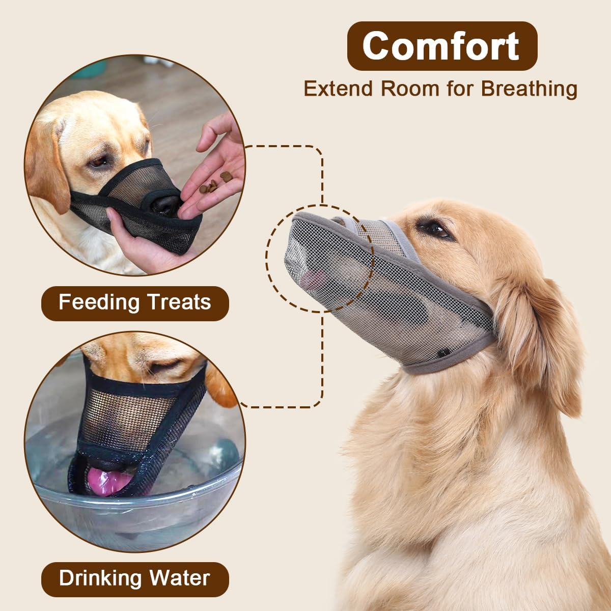 Crazy Felix Nylon Dog Muzzle for Small Medium Large Dogs Poodle Labrador Golden Retriever Doberman, Air Mesh Breathable and Drinkable Pet Mouth Guard for Anti-Biting Chewing Scavenging(Black,M)