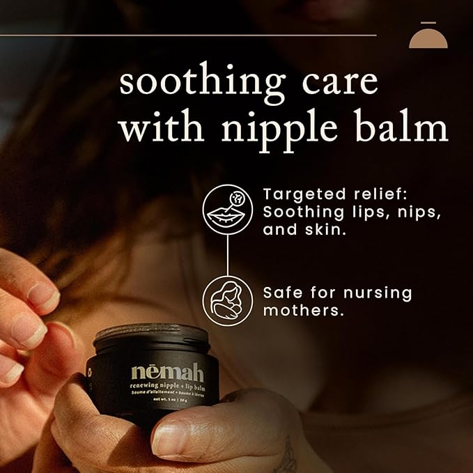 Nemah Gentle Care Essentials Kit, Includes Calming Baby Lotion, Soothing 2-in-1 Baby Shampoo & Wash, and Renewing Nipple + Lip Balm, Pregnancy Must Haves Virtual Bundle