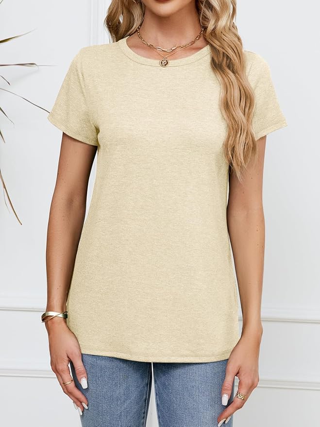 Soft Short Sleeve Shirts for Women, Crew Neck T Shirts for Women Loose Fitting Lightweight Top Basic Tee Shirt