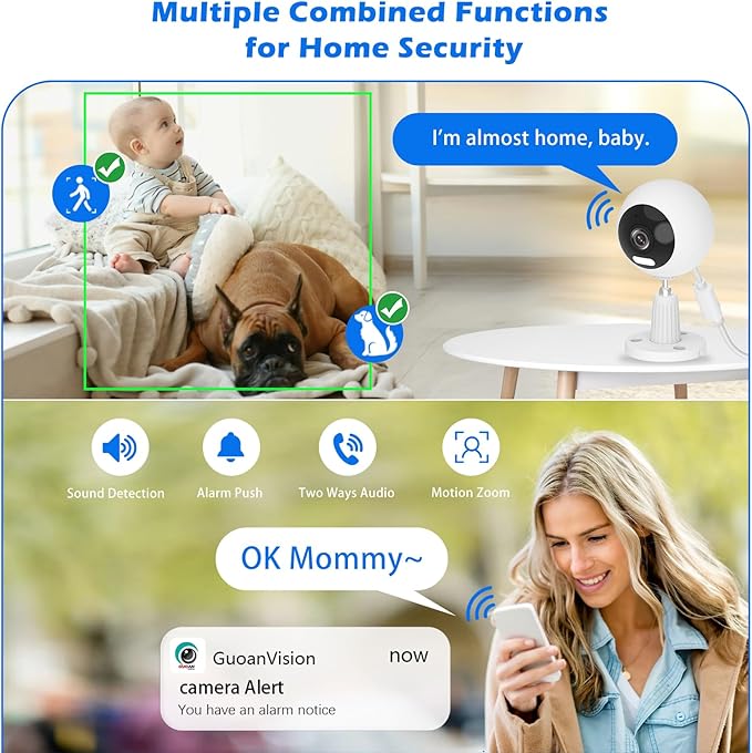 5G/2.4G Outdoor/Indoor Security Camera,1080P Baby/Elder/Dog/Pet Camera with Phone App, WiFi Baby Monitor, Motion Detection, Alarm Siren, Night Vision, IP66 Waterproof, Two-Way Talk, SD/Cloud