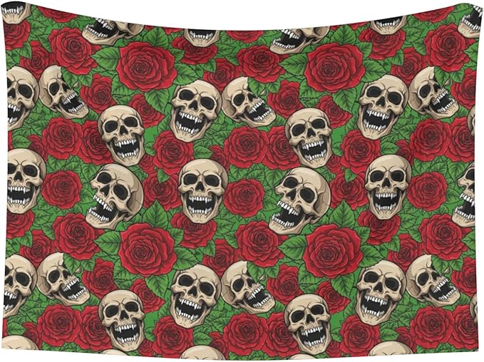 Reversible Dog Blanket for Beds Couches, Floral Rose Flowers Day of The Dead Sugar Skulls, Double Sided Cat Blanket with Textured Dot Feel and Smooth Feel for Seasonal Comfort All Year