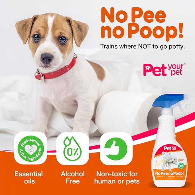 Dog Potty Training Spray No Pee No Poop, 16 Fl Oz, Non Toxic Spray for Dogs Only, Natural Pee Deterrent, Prevents Urine Marking and Pooping, Indoor Outdoor House Training Aid