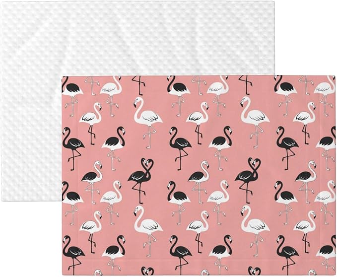 Two Sided Pet Cuddler Blanket for Anxiety Calming, Pink Flamingo, Reversible Plush Design with Bubble Dot Pattern Provides Familiar Surface Anywhere