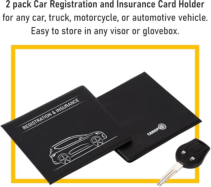 CANOPUS Car Registration and Insurance Holder, Car Document Holder, Vehicle Registration and Insurance Card Holder, Wallet for Auto, Trailer, Motorcycle, Truck, Vehicle Paperwork Organizer (2 Pack)
