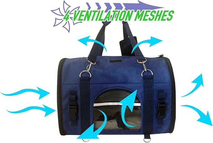 6-in-1 Sturdy Pet Carrier Backpack, Front Pack, Shoulder Bag, Pet Hand Bag, Car Seat Crate, Soft-Sided pet Carrier, Small Dog & Cat Travel Carrier, Size Medium for Pets 14-16" Long