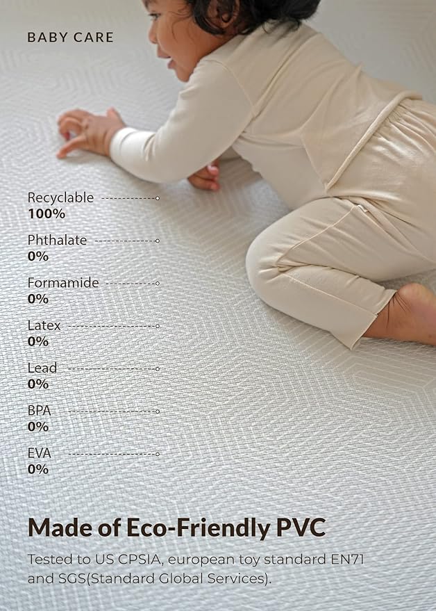 Baby Care Play Mat (Large, Hygge - Twig & Maze) 82'' x 55'' Original One-Piece Reversible Rollable Waterproof Play Mat for Infants, Babies, Toddler, and Kids