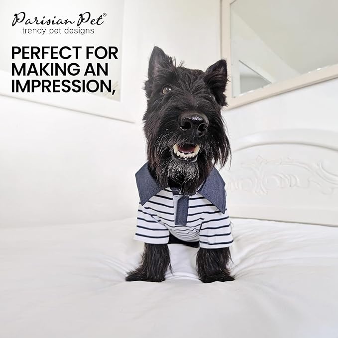 Parisian Pet Preppy Boy Polo Dog Shirt – Puppy Outfits – 100% Cotton Doggie Clothes – Cute Machine Washable Puppy Apparel - Dog Shirts for Large Dogs XL