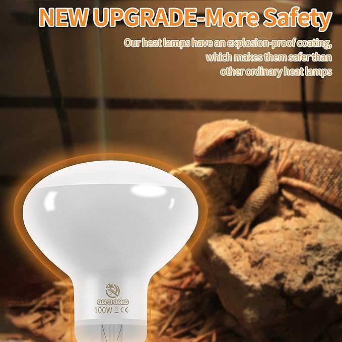 New Upgrade Reptile Heat Lamp Bulb (3rd Gen No Broken), 50W 2 Pack Basking Spot Light for Reptiles & Amphibians,UVA Daylight Heat Bulb for Bearded Dragon, Turtle