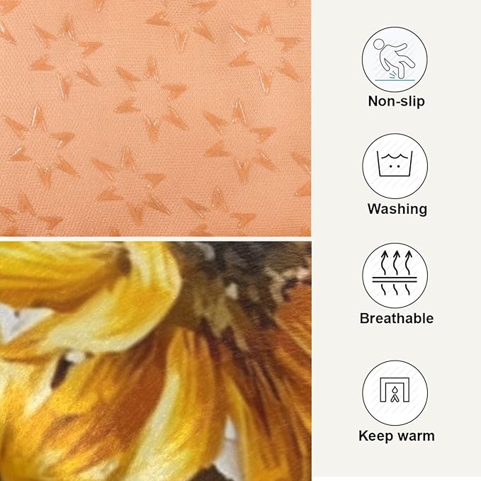 Retro Sunflower Dog Bed Mat Brown Leopard Pet Kennel Beds Washable Cat Beds Crate Pad Pets Sleeping Mattress for Large Medium Small Dogs 24 x18 Inch