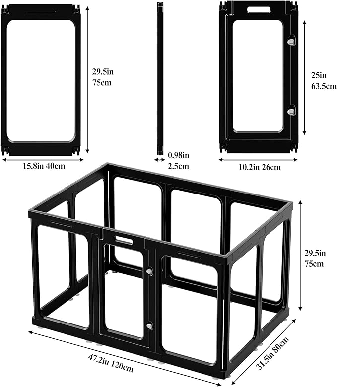 Clear Acrylic Dog Playpen with Door, for Puppy Rabbit Transparent Pet Pen, Dog Playpen Indoor, Dog Fence, Easy Assemble & Cleaning Dog Pen for Small & Medium Dogs