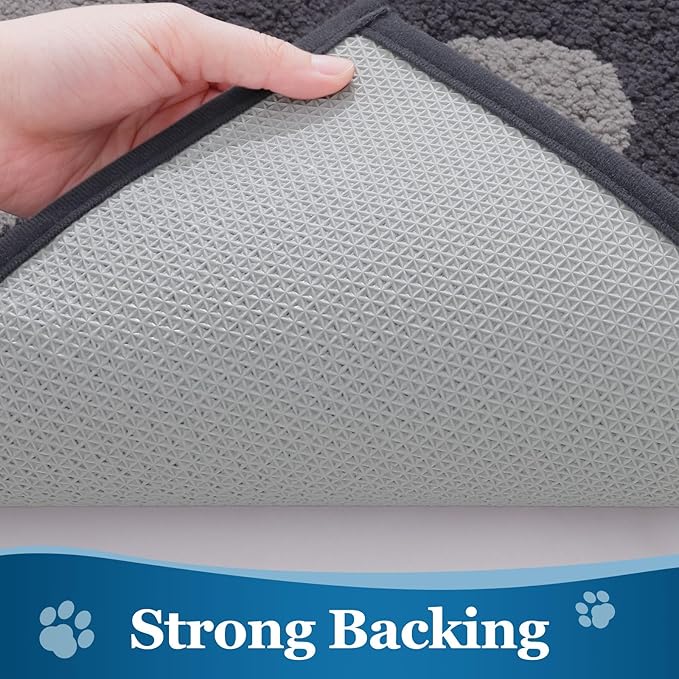 Buganda Dog Door Mat for Muddy Paws, Absorbent Dirt Trapper Washable Indoor Doormats, Non Slip Low-Profile Mud Mat for Dogs, Front Entrance Doormat for Inside Floor (47x24 Inches, Dark Grey)