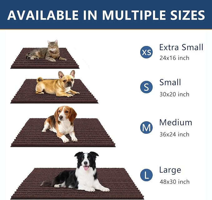 Smiry Dog Door Mat for Muddy Paws 47x20, Absorbent Dirt Trapper, Non-Slip