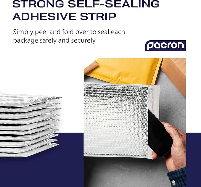 500-Pack Insulated Silver Thermal Bubble Mailers 11 x 15 - Waterproof Metallic Foil Self-Sealing Padded Envelopes for Cold Shipping, Perishables, Food, Cosmetics, Pharmaceuticals