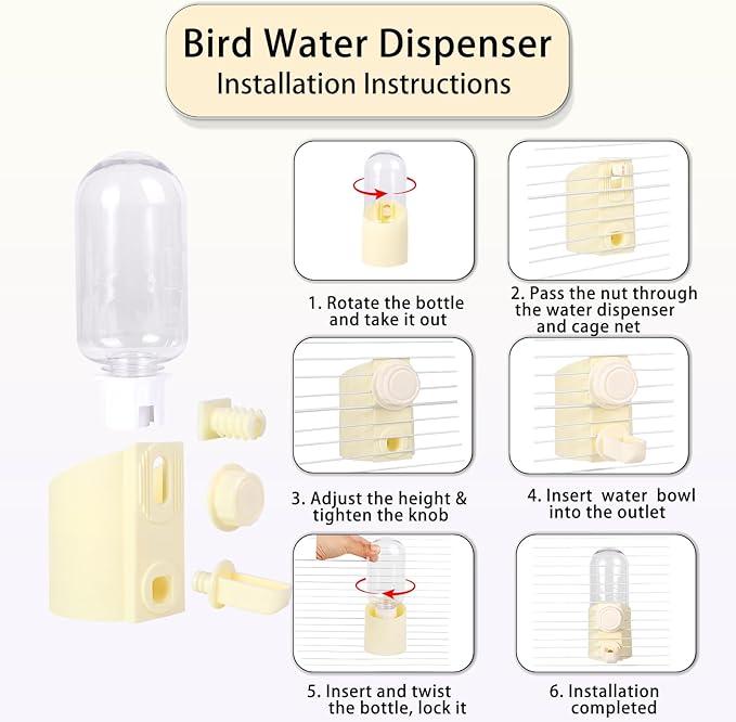 Automatic No Mess Bird Feeder & Water Dispenser for Cage, Parakeet Cage Accessories, Bird Water Feeder for Parrots Cockatiels Budgies Finches Canaries
