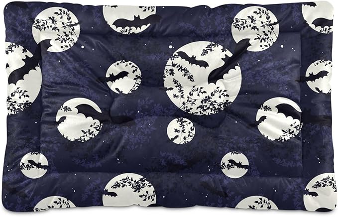 Pet Bed Halloween Bat Moon Dog Bed Mat Absorbing Non Slip Pad Pet Sleeping Mat for Small, Medium, and Large Dogs Puppy Cat 36 in x 24 in