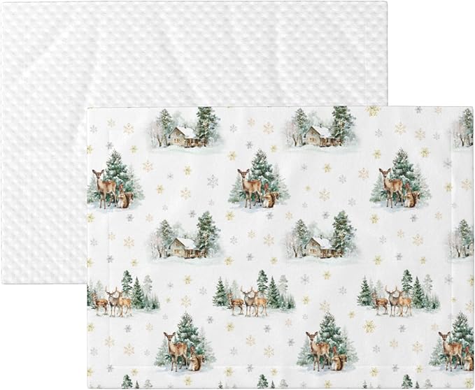 Cabin Blanket for Dogs Cats - Winter Throw Blanket 40x30 Moose Snowflake Pet Couch Blankets for Puppy