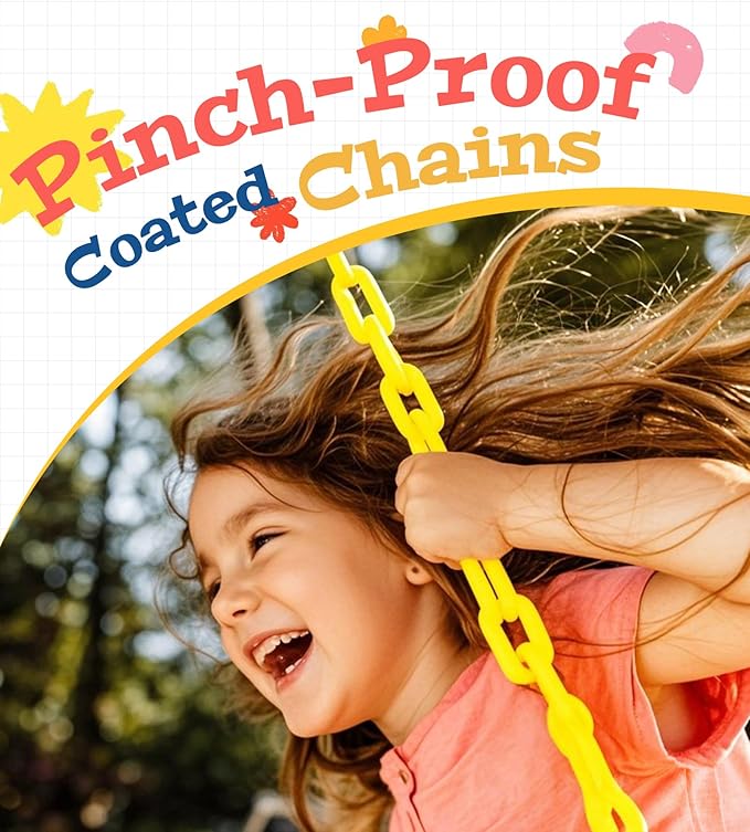 Heavy Duty Swing Seat, 66" Rust-Resistant Chains with 30" PPC-Coated Section, Swing Set Accessories Replacement with Quick Links, Kids Swings Supports 330 lbs for Outdoor Playground, Blue