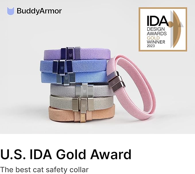 Safety Cat Collar - U.S. IDA Gold Awarding Design, Stretch Elastic Quick Release, Non Breakaway - Light Weight for Kitten, Neck Fit 7.8'-15.7' for All Small Large Cat,M(Sierra Blue)