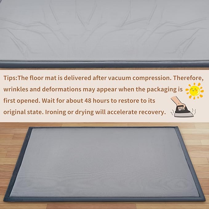 SUNYRISY Baby Play Mat for Floor 50 x 50in, 1.4in Thick Memory Foam Padded Play Mats for Baby, Soft Velvet Infants Toddler Kids Crawling Mat for Nursery, Non-Slip Bottom