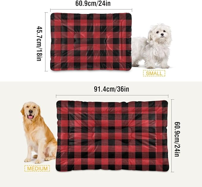 Pet Bed Red and Black Buffalo Plaid Christmas Dog Bed Mat Absorbing Non Slip Pad Pet Sleeping Mat for Small, Medium, and Large Dogs Puppy Cat 36 in x 24 in