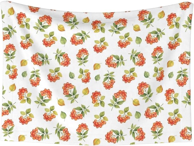 Reversible Plush Dot Pet Blanket for Dogs and Cats, Flower Berries Autumn Orange Art Pattern, Ultra Soft Two Sided Design with Warm Fuzzy Side and Smooth Side for Comfort