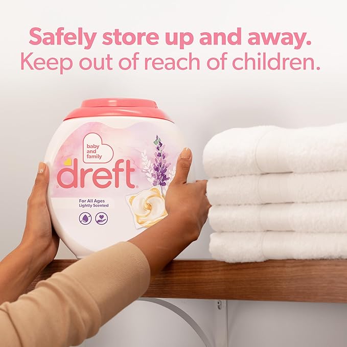 Dreft Laundry Detergent Pacs, HE Compatible, Lightly Scented, Lavender, 25 Count