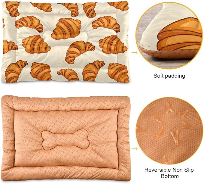 Pet Bed Crunchy Croissants Dog Bed Mat Absorbing Non Slip Pad Pet Sleeping Mat for Small, Medium, and Large Dogs Puppy Cat 36 in x 24 in
