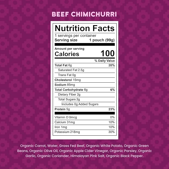 Serenity Kids 7+ Months World Explorers Beef Chimichurri Baby Food Pouches - Baby Puree Made with Organic Veggies & Ethically Sourced Beef - BPA-Free Pouches - 3.5 Oz, 6 Pack