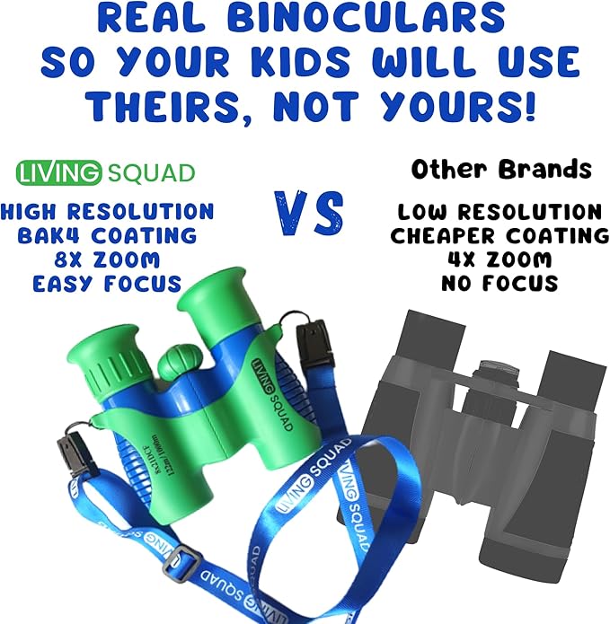 Kids Binoculars 8x21 Pink- Girls Age 3-12, Shock Proof Compact Binoculars for Kids Set- Neck Strap, Compass, Carabiner, Case- High-Resolution Optics Child Gift Toy for Bird Watching, Hiking, Spy