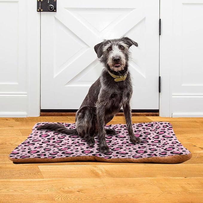 Pink Leopard Print Pet Bed Cute Dog Bed Mat Absorbing Non Slip Pad Pet Sleeping Mat for Small, Medium, and Large Dogs Puppy Cat 24 in x 18 in