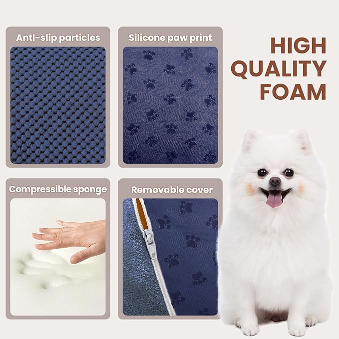 Dog Stairs for Small Dogs, High Density Foam Dog Ramp, Extra Wide Non-Slip Pet Steps for High Beds Or Couch, Soft Foam Doggie Ladder for Dogs Injured, Older Pets, Small Cats
