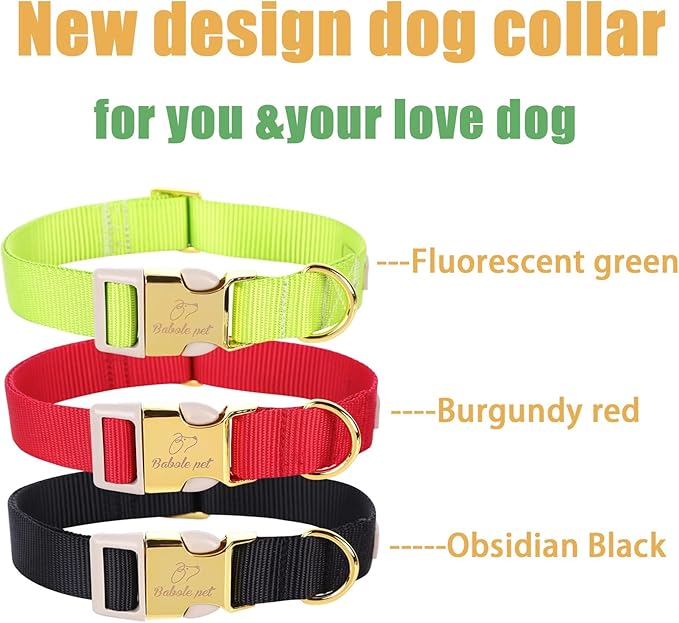 Nylon Dog Collar - Adjustable Black Soft Webbing Dog Collars for Small Medium Large Dogs Boy Girl Puppy Collar with Safety Metal Buckle M