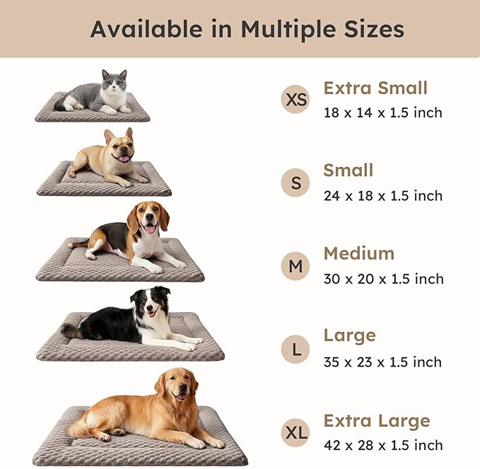 Dog Bed Mat, Dual-Sided Dog Crate Bed Mat - Ultra Soft & Machine Washable Kennel Pad for Large Dogs, All-Season Comfort Pet Bed for Crates, Travel, and Home, Light Brown, 35 x 23 Inch