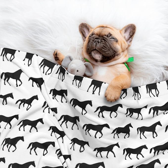 Reversible Plush Dot Pet Blanket for Dogs and Cats, Abstract Horse, Ultra Soft Two Sided Design with Warm Fuzzy Side and Smooth Side for Comfort