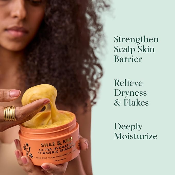 SHAZ & KIKS Ultra Hydrating Turmeric Shampoo | Sulfate-Free Shampoo for Dry, Itchy, Flaky Scalp | Deliver Deep Hydration with Turmeric & Kokum Butter, Travel Size