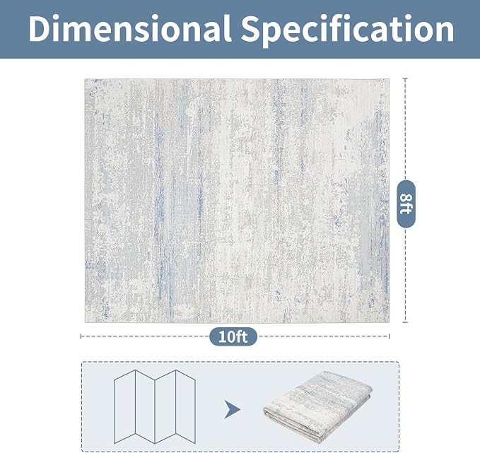 Washable Rugs 8x10 Area Rugs for Living Room- Modern Abstract Rugs for Bedroom