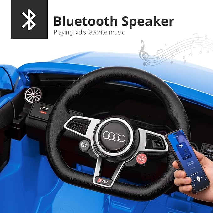 Electric Ride on Car for Kids, Licensed Audi 12V 7Ah Kids Ride-on Toy for Toddlers 3-5 Year Old with Remote, Bluetooth - Dark Blue