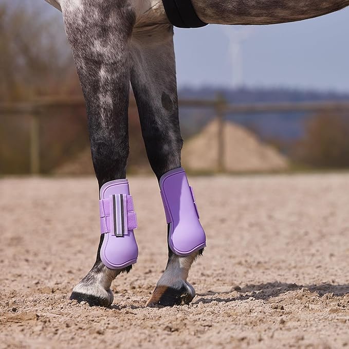 HORZE Adepto Open Front Tendon Boots | Durable Shell with Neoprene Lining - Languid Lavender Purple - Cob