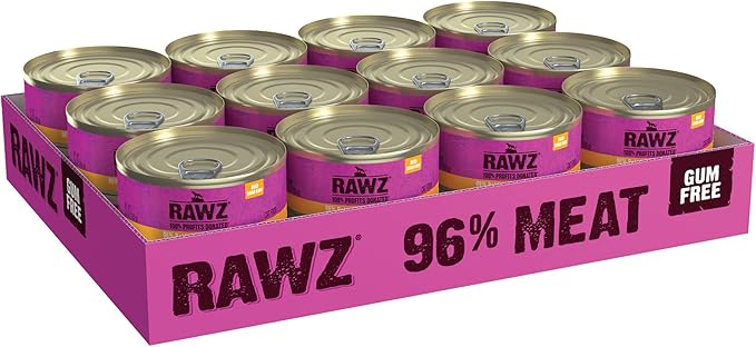 Rawz Natural Premium Pate Canned Cat Wet Food - Made with Real Meat Ingredients No BPA or Gums - 5.5oz Cans 24 Count (Rabbit & Pumpkin)