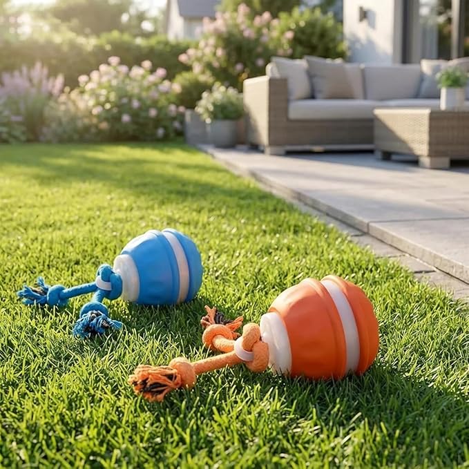 Zealburst Interactive Dog Toy, 360° Smart Automatic Rolling Moving Toy for Bored Dogs & Cats, Self-Moving Pet Toy, 【Orange+Blue】
