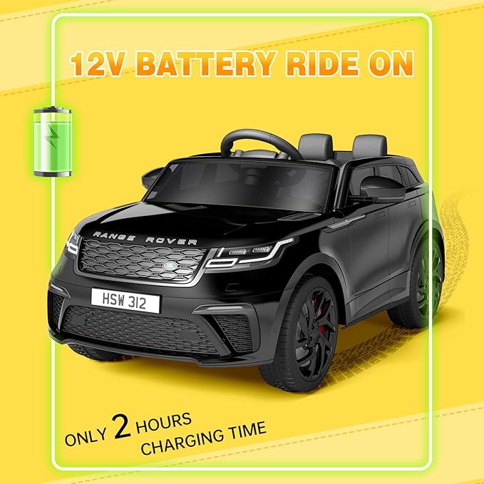 Hetoy Kids Ride On Car with Remote, Licensed Land Rover Kids Electric Car, Ride On Toys for Kids 3-8 with Mp3 Player, Rocking, Pull Rod, Black